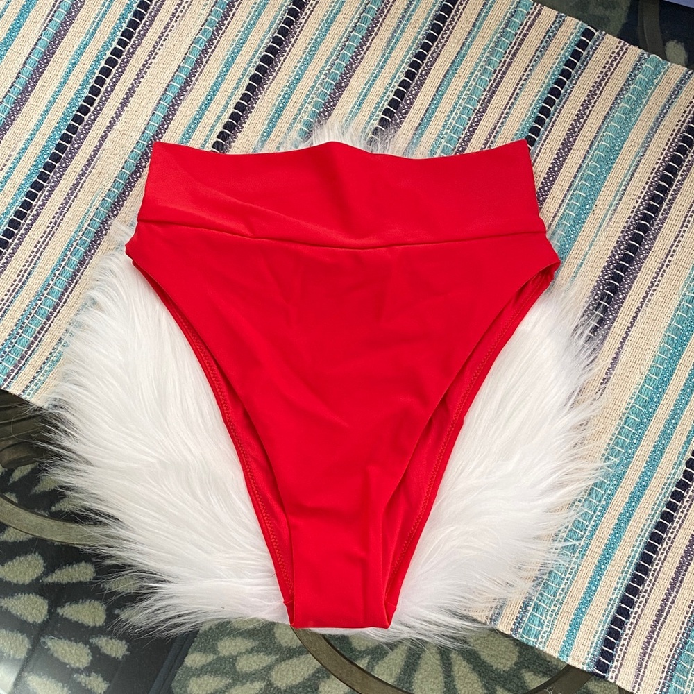 Aerie Red High- cut cheeky bikini bottom size x small